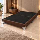 Base Cama Dividida Bostón Microfibra Café 140x190cm para Colchón Doble sin Cabecero y con Patas