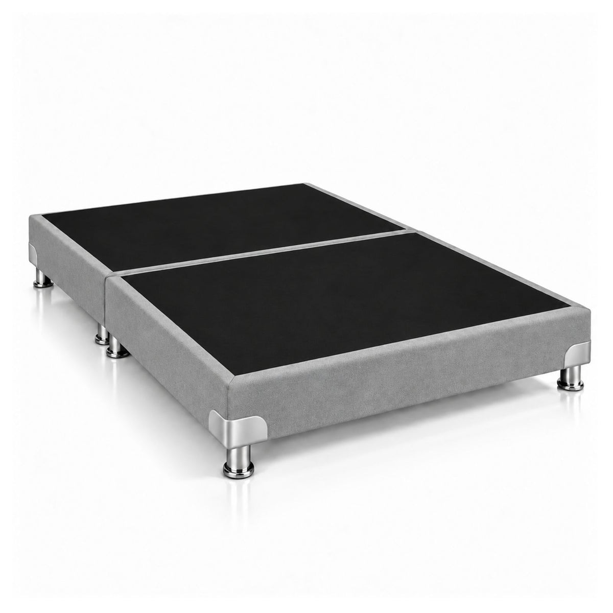 Base Cama Dividida Bostón Microfibra Gris 140x190cm para Colchón Doble sin Cabecero y con Patas