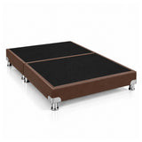 Base Cama Dividida Bostón Ecocuero Café 140x190cm para Colchón Doble sin Cabecero y con Patas