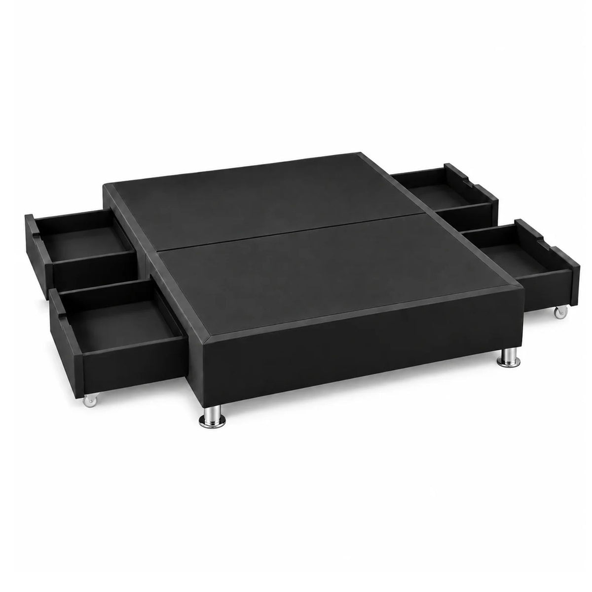 Base Cama Elegant Microfibra Negro 120x190cm para Colchón Semidoble sin Cabecero y con Patas