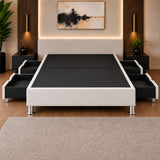 Base Cama Elegant Microfibra Blanco 120x190cm para Colchón Semidoble sin Cabecero y con Patas