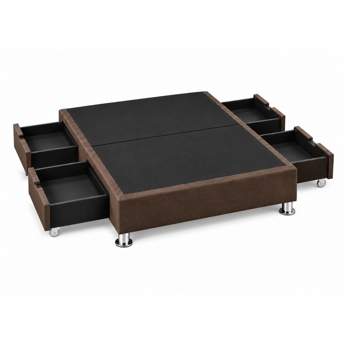 Base Cama Elegant Microfibra Café 120x190cm para Colchón Semidoble sin Cabecero y con Patas