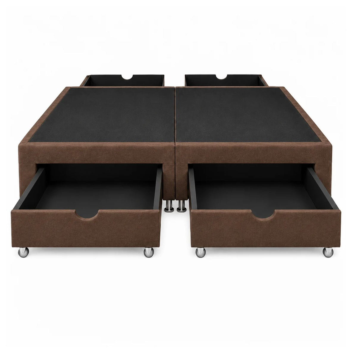 Base Cama Elegant Microfibra Café 120x190cm para Colchón Semidoble sin Cabecero y con Patas