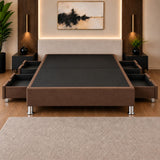 Base Cama Elegant Microfibra Café 120x190cm para Colchón Semidoble sin Cabecero y con Patas