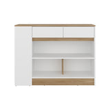 Barra de Cocina Lynton Fresno y Blanco 110x82.6cm con Tres Compartimientos