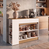 Barra de Cocina Lynton Fresno y Blanco 110x82.6cm con Tres Compartimientos