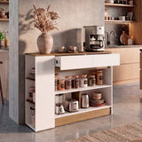 Barra de Cocina Lynton Fresno y Blanco 110x82.6cm con Tres Compartimientos