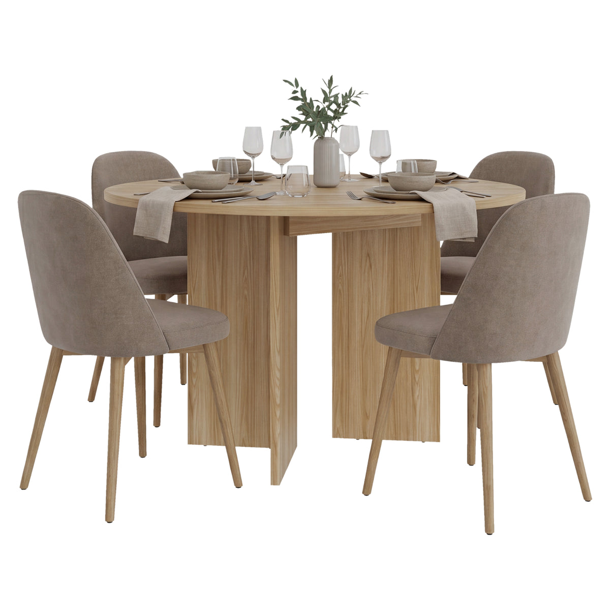 Mesa de comedor circular Ted fresno europeo para 4 puestos 120 cm sin sillas