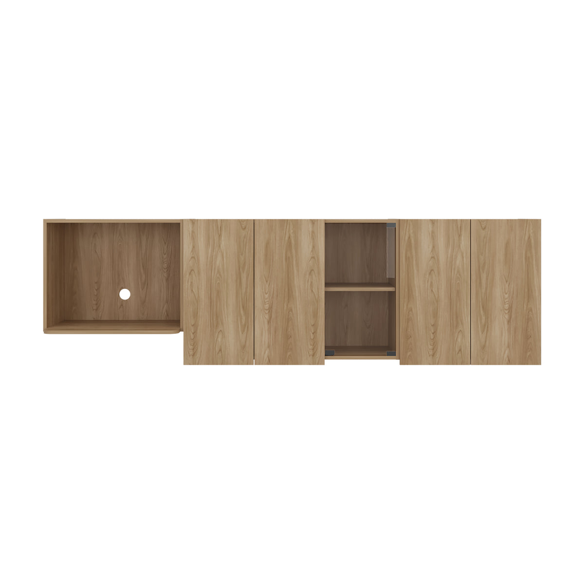 Mueble Superior de Cocina Lirio Fresno Europeo 212x62cm con Espacio para Extractor Lado Izquierdo y con Cuatro Puertas