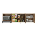 Mueble Superior de Cocina Lirio Fresno Europeo 212x62cm con Espacio para Extractor Lado Izquierdo y con Cuatro Puertas