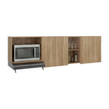 Mueble Superior de Cocina Lirio Fresno Europeo 212x62cm con Espacio para Extractor Lado Izquierdo y con Cuatro Puertas