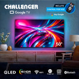 Televisor Challenger negro QLED 4K Google TV 50 pulgadas 130 W