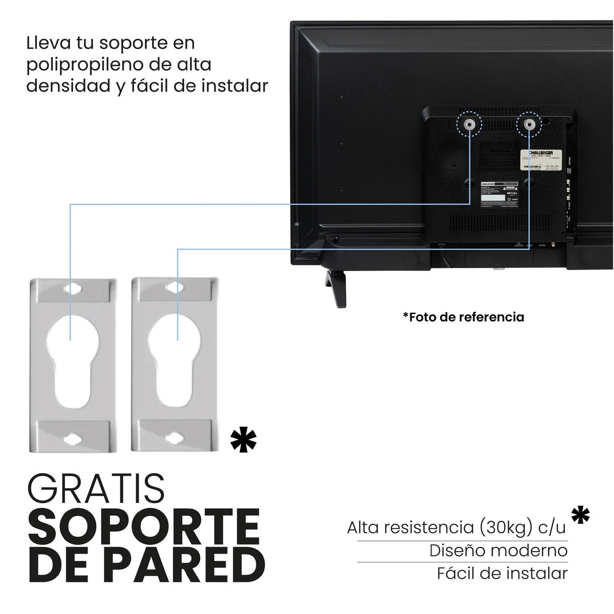 Televisor Challenger negro QLED 4K Google TV 50 pulgadas 130 W