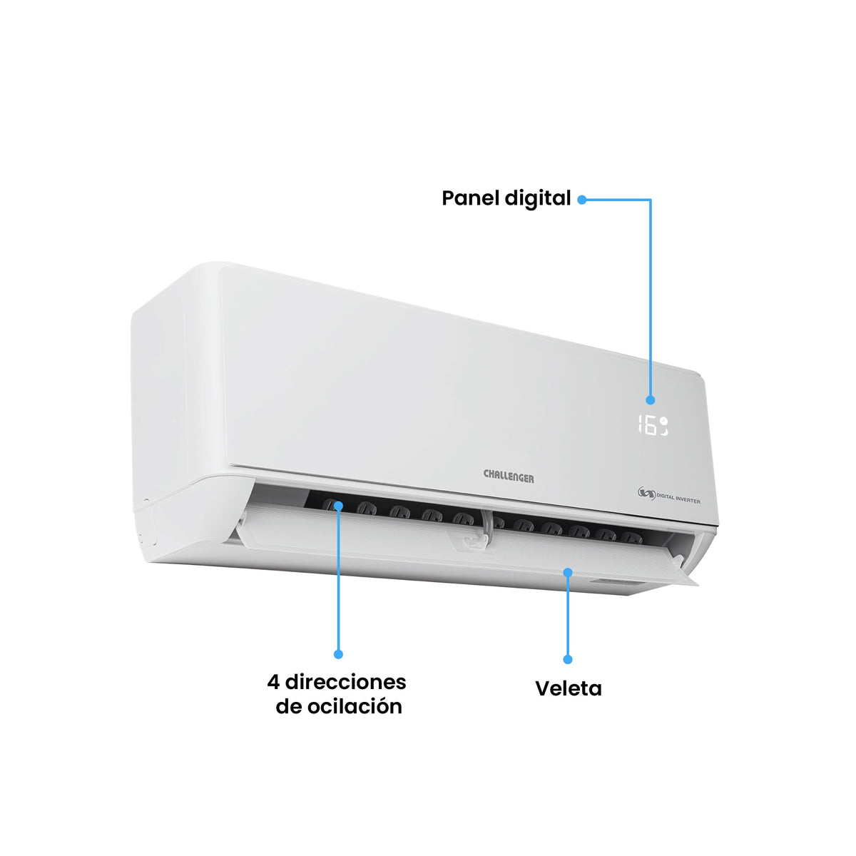 Aire acondicionado Challenger inverter blanco 115 V 12000 BTU 1160 W con temporizador