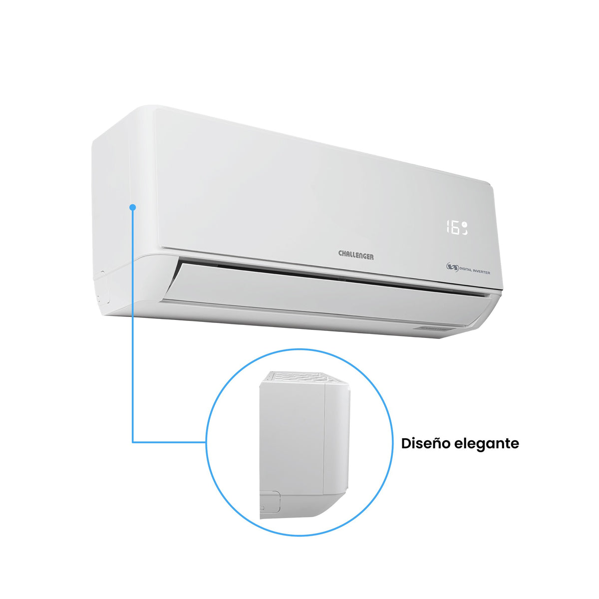 Aire acondicionado Challenger inverter blanco 115 V 12000 BTU 1160 W con temporizador