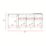 Mueble Inferior de Cocina Lirio Fresno Europeo 210x90.7cm con Mesón de Acero Inoxidable Lado Izquierdo y con Estufa