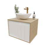 Mueble para Lavamanos Rovere Beige Claro 43x60cm Flotante Individual para Lavamanos de Sobreponer sin Lavamanos