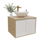 Mueble para Lavamanos Rovere Beige Claro 43x60cm Flotante Individual para Lavamanos de Sobreponer sin Lavamanos