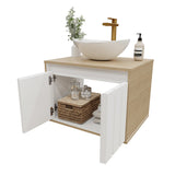 Mueble para Lavamanos Rovere Beige Claro 43x60cm Flotante Individual para Lavamanos de Sobreponer sin Lavamanos
