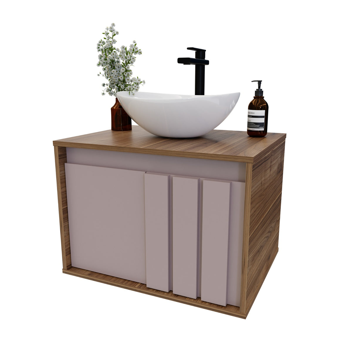 Mueble para Lavamanos Gales Café 43x60cm Flotante Individual para Lavamanos de Sobreponer sin Lavamanos