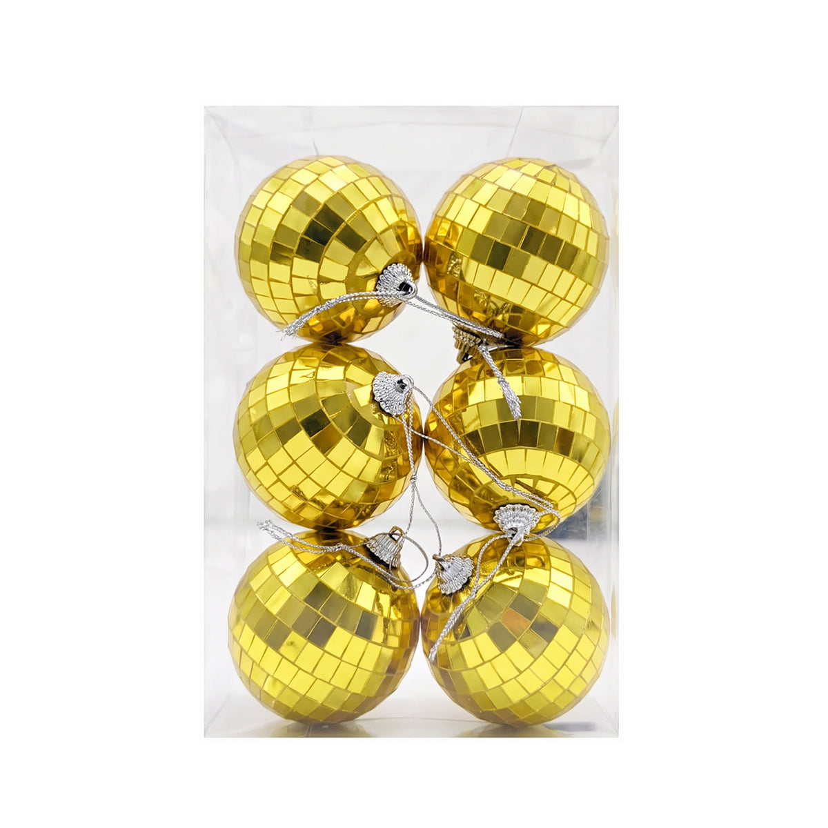 Set de bolas navideñas doradas espejo en PVC 6 cm x6 unidades