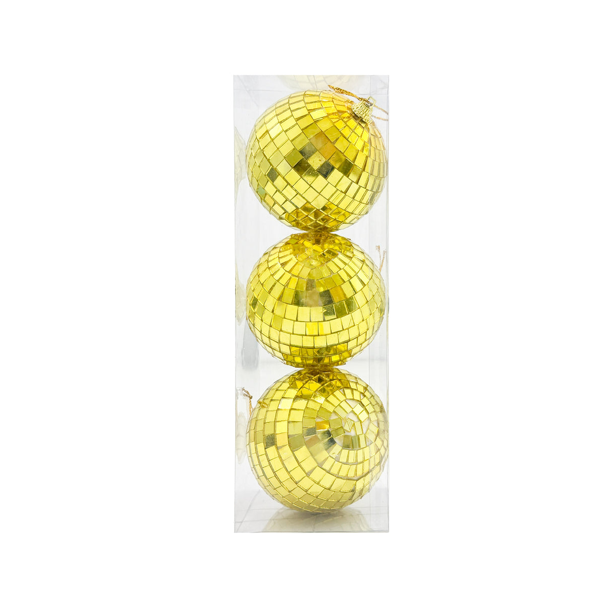Bolas navideñas doradas espejo en PVC 8 cm set x3