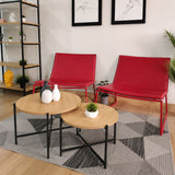 Set X 2 Mesas de Centro Silver Madera Clara y Negro 58x35.5cm Circulares