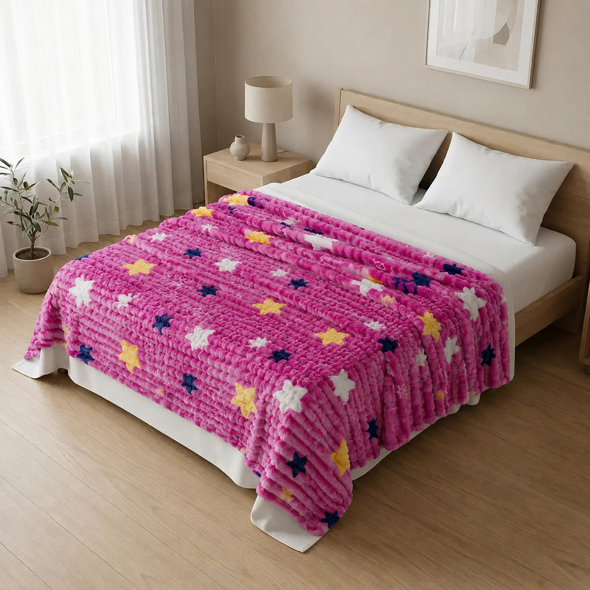 Cobija Burbuja Fucsia 180x200cm de Estrellas