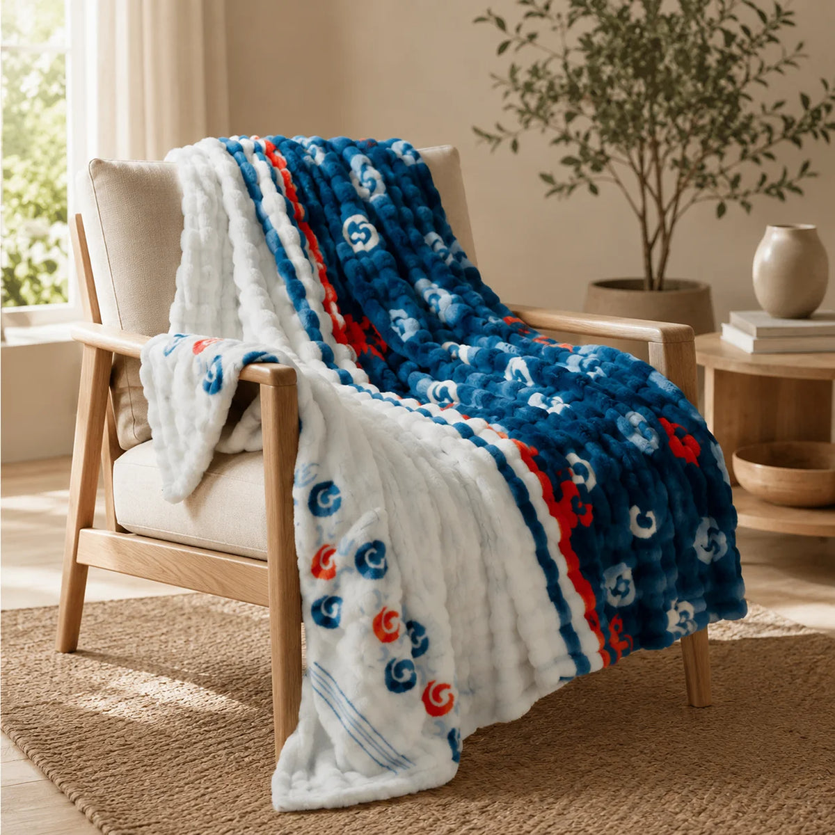 Cobija Burbuja Blanco y Azul 180x200cm de Espiral