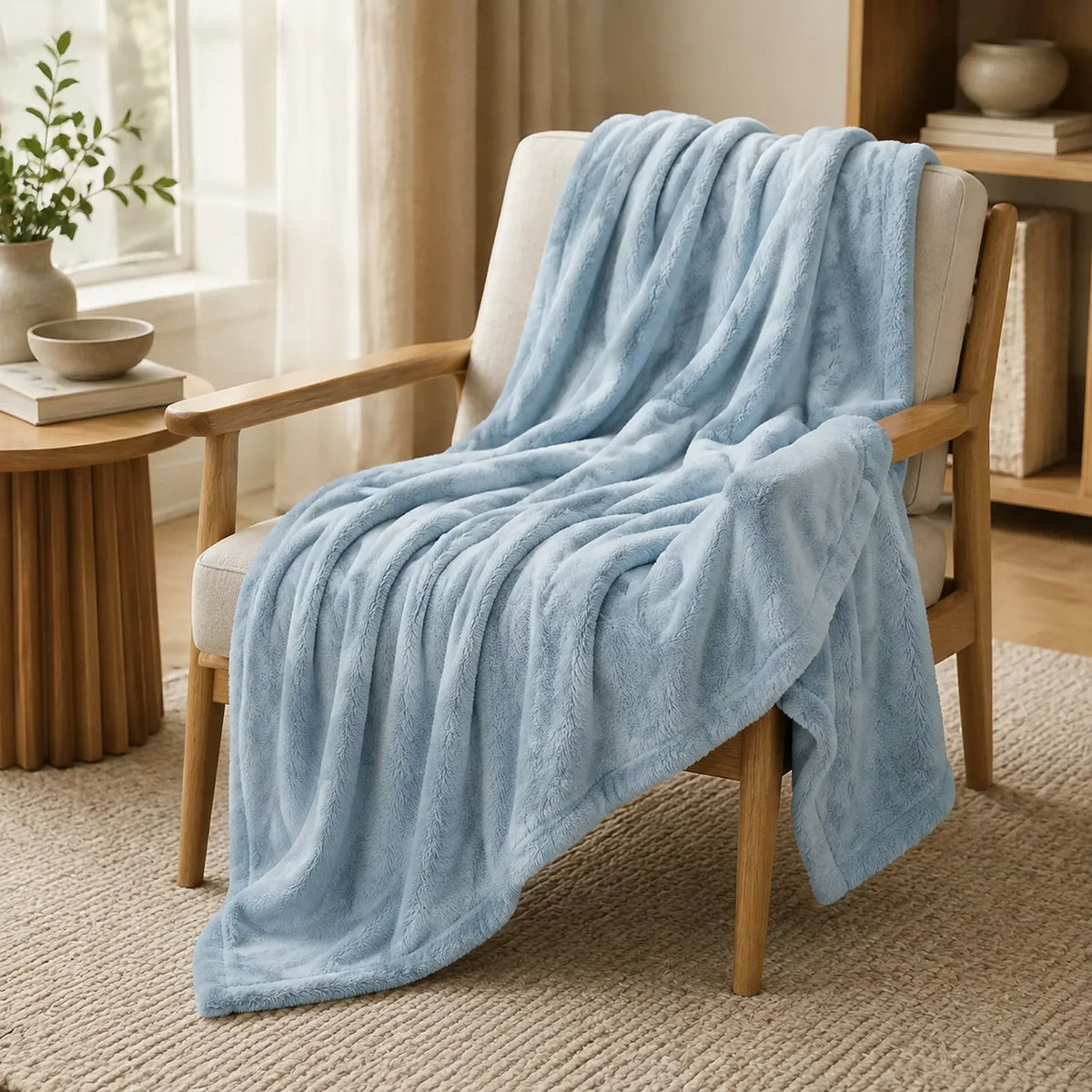 Cobija Piel de Durazno Azul Claro 180x200cm Fondo Entero Térmica