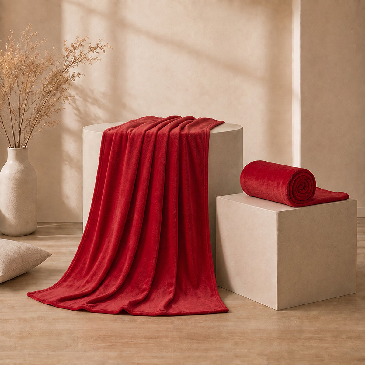 Cobija Piel de Durazno Soft Rojo 180x200cm Fondo Entero Térmica