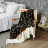 Cobija Leopard Fleece Blanco y Negro 180x200cm Fondo Entero Térmica