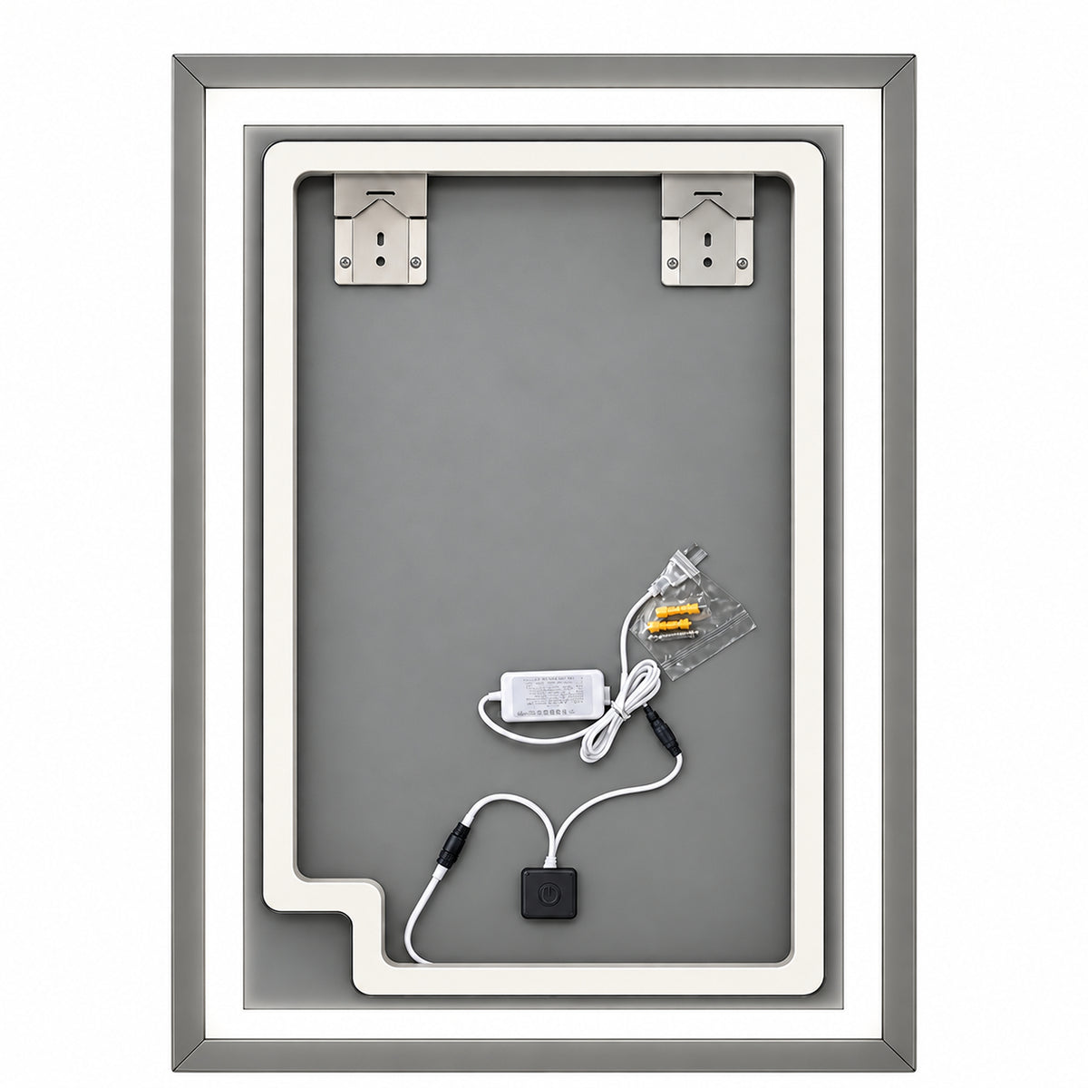 Espejo de baño LED plateado rectangular 70x50 cm con control táctil