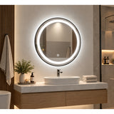 Espejo de baño redondo negro LED 60x60 cm con luz multitemperatura touch