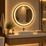 Espejo de baño redondo negro LED 60x60 cm con luz multitemperatura touch
