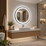 Espejo de baño redondo negro LED 60x60 cm con luz multitemperatura touch