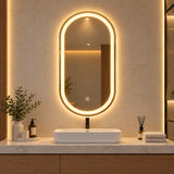 Espejo de baño ovalado plateado LED 80x50 cm con luz multitemperatura touch
