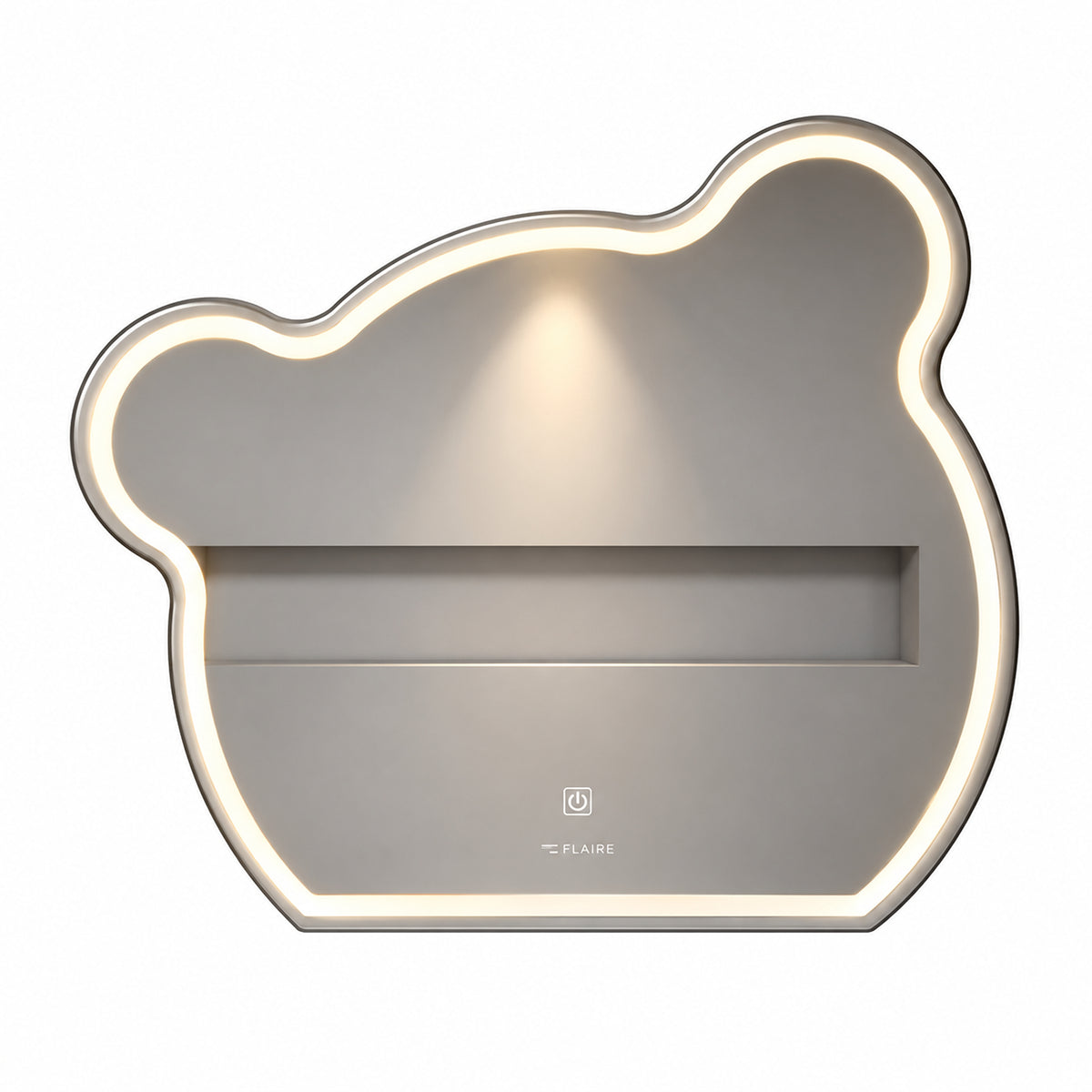 Espejo de baño LED plateado en forma de oso 75x60 cm con luz multitemperatura