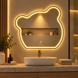 Espejo de baño LED plateado en forma de oso 75x60 cm con luz multitemperatura