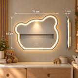Espejo de baño LED plateado en forma de oso 75x60 cm con luz multitemperatura