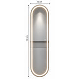 Espejo de baño ovalado plateado LED 160x50 cm con luz multitemperatura