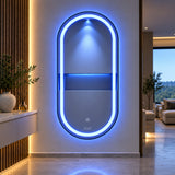 Espejo de baño ovalado plateado LED touch 100x60 cm con 3 luces