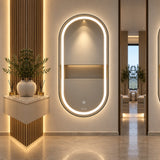 Espejo de baño ovalado plateado LED touch 100x60 cm con 3 luces
