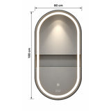 Espejo de baño ovalado plateado LED touch 100x60 cm con 3 luces