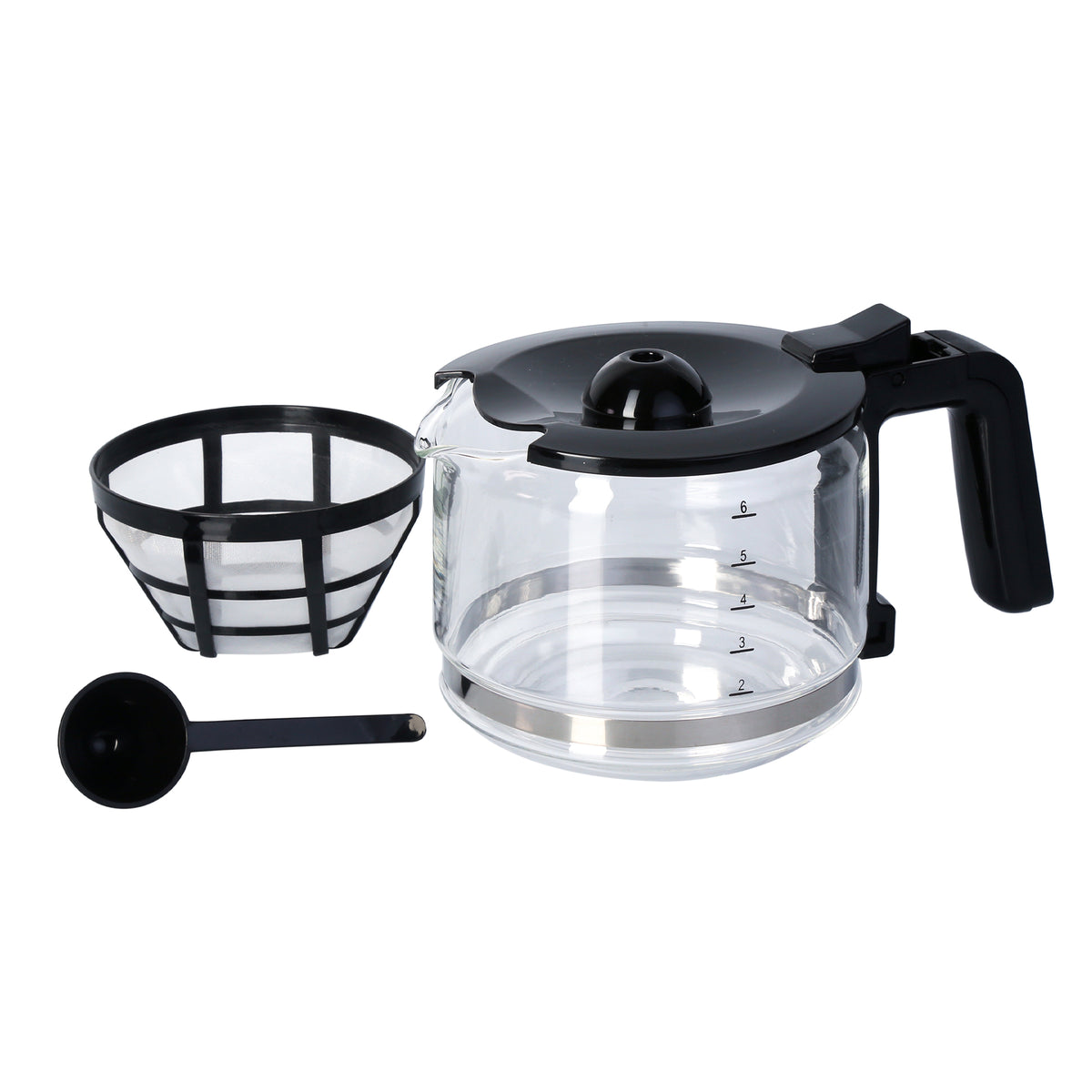 Cafetera eléctrica negra Home Elements 6 tazas 600 W con jarra de vidrio