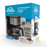 Cafetera eléctrica negra Home Elements 6 tazas 600 W con jarra de vidrio