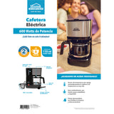 Cafetera eléctrica negra Home Elements 6 tazas 600 W con jarra de vidrio