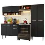 Cocina Integral Deli Marrón y Negro 220x186cm con Mesón de Madera Aglomerada MDP sin Pozuelo sin Estufa y con Alacela Lado Derecho