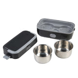 Lonchera eléctrica Home Elements Master Lunch negra 1 L con recipientes en acero inoxidable 200 W