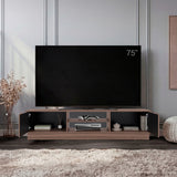 Rack de TV Caoba Avellana y Wengue 180x42.1cm para TV Hasta 75" Pulgadas con Dos Compatimientos